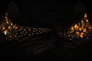 رسم تحريري يجسّد انسحاب عقدة من شبكة جسور رقمية متصلة، بأسلوب هندسي هادئ بالبرتقالي والأصفر على خلفية داكنة
